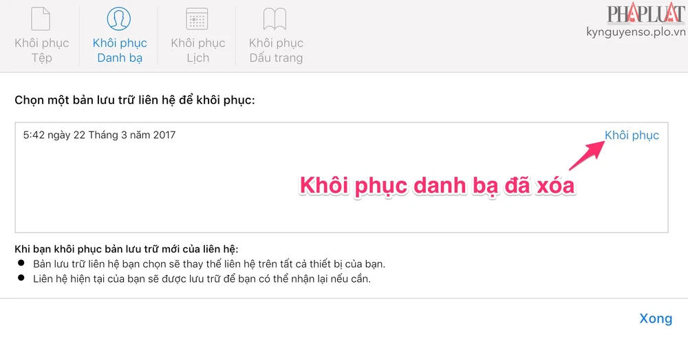 Mẹo khôi phục dữ liệu đã xóa trên iCloud