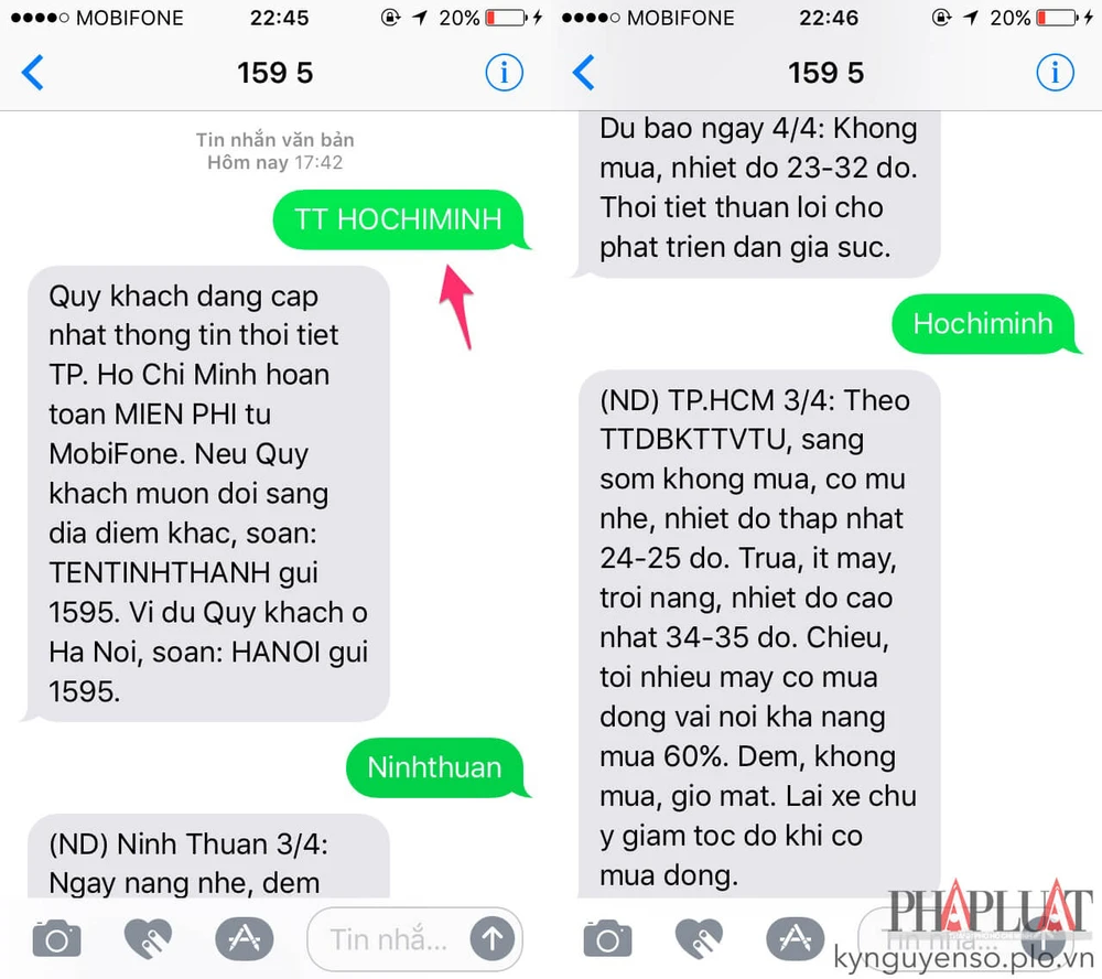 Cách nhận tin nhắn cảnh báo trời mưa trên smartphone