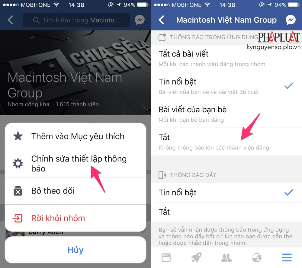 Mẹo tắt bớt các thông báo phiền phức trên Facebook