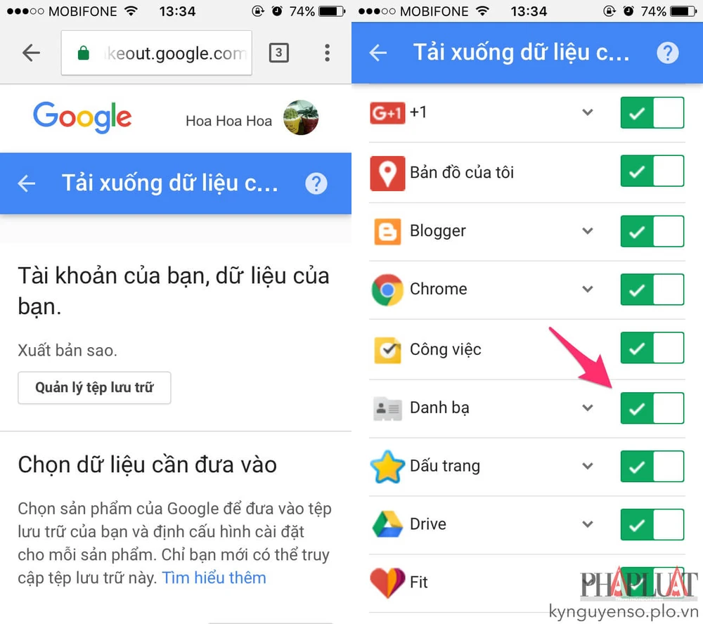 Cách tải toàn bộ email, hình ảnh, danh bạ trên Google