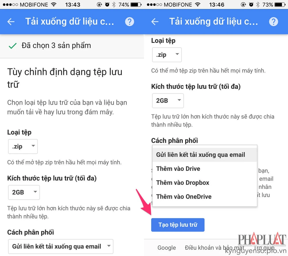 Cách tải toàn bộ email, hình ảnh, danh bạ trên Google