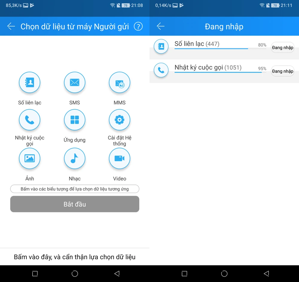 Cách chuyển dữ liệu từ smartphone cũ sang mới