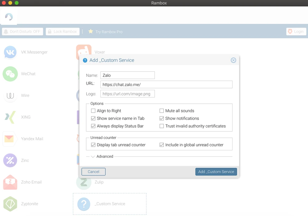 them-ung-dung-zalo-vao-rambox