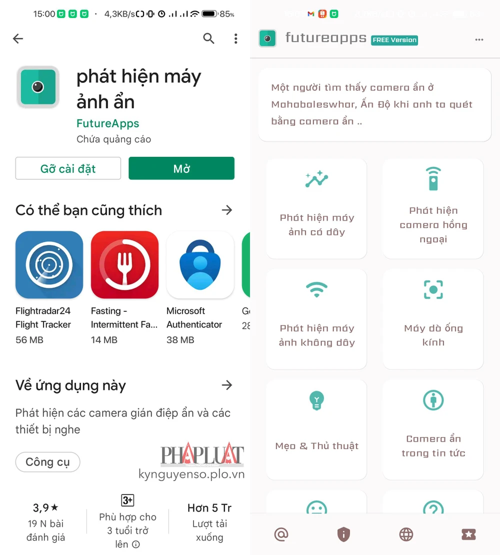 ung-dung-phat-hien-camera-quay-len Ứng dụng giúp bạn phát hiện camera quay lén. Ảnh: MINH HOÀNG