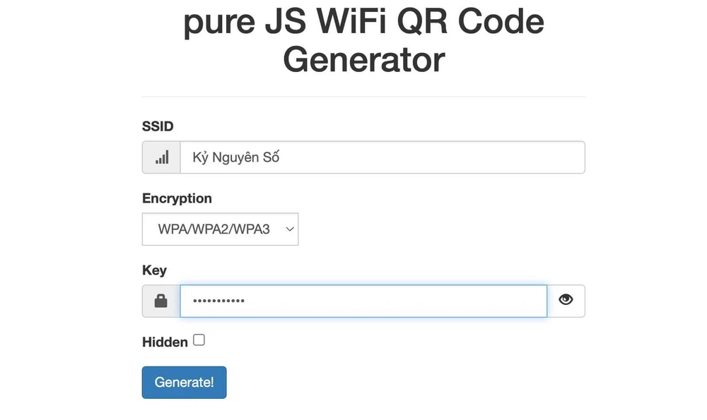 Tạo QR Code có chứa mật khẩu WiFi. Ảnh: MINH HOÀNG