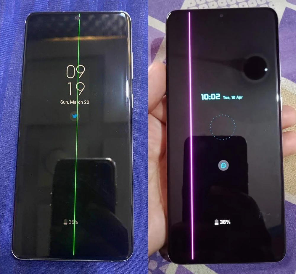 Điện thoại Samsung bị sọc màn hình. Ảnh: shnu16