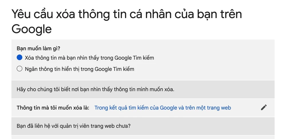  Yêu cầu Google xóa bớt thông tin cá nhân khỏi công cụ tìm kiếm. Ảnh: TIỂU MINH