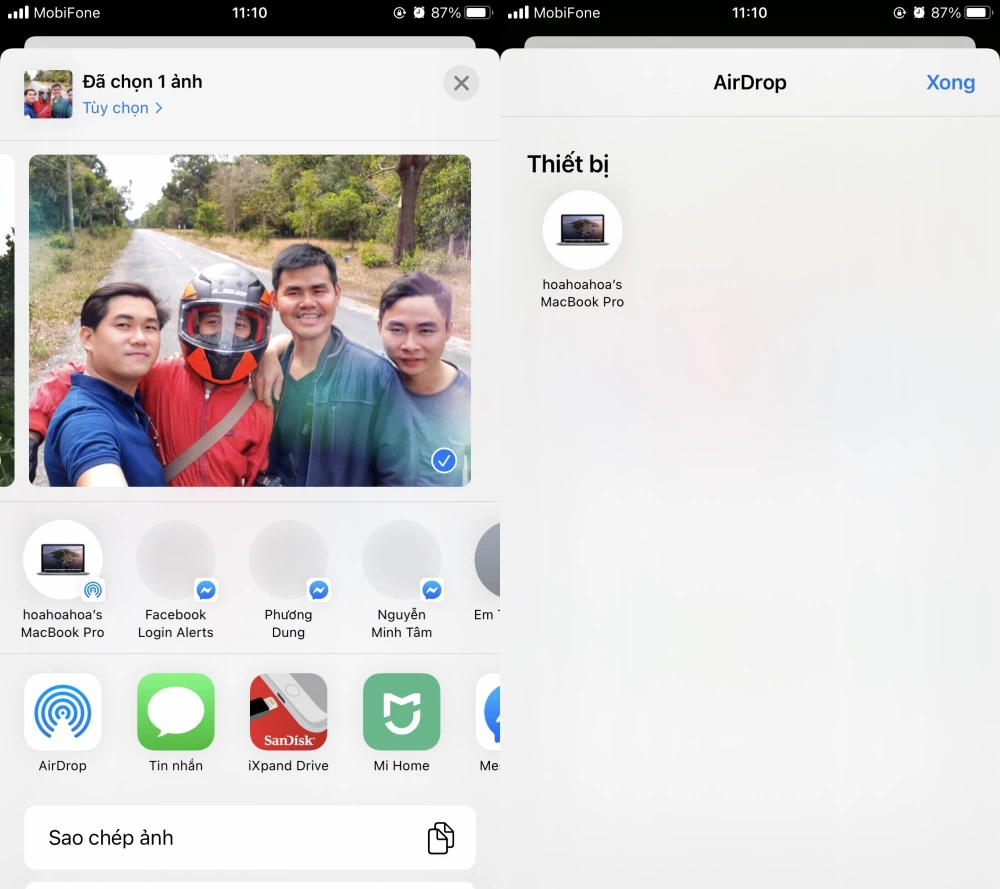 AirDrop cho phép người dùng iPhone, iPad chuyển dữ liệu qua lại nhanh hơn. Ảnh: TIỂU MINH