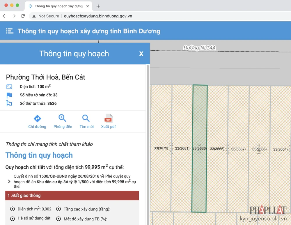 Thông tin quy hoạch xây dựng tại Bình Dương. Ảnh: MINH HOÀNG 