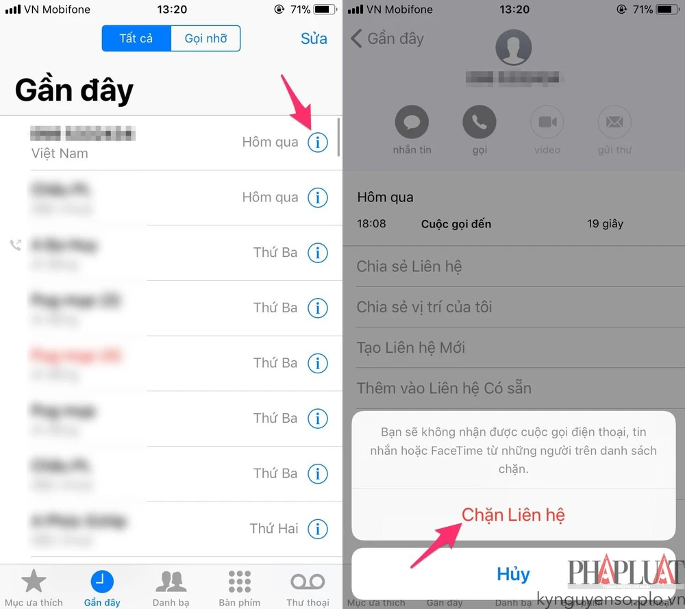 Chặn các số điện thoại làm phiền, gửi tin nhắn rác. Ảnh: MINH HOÀNG