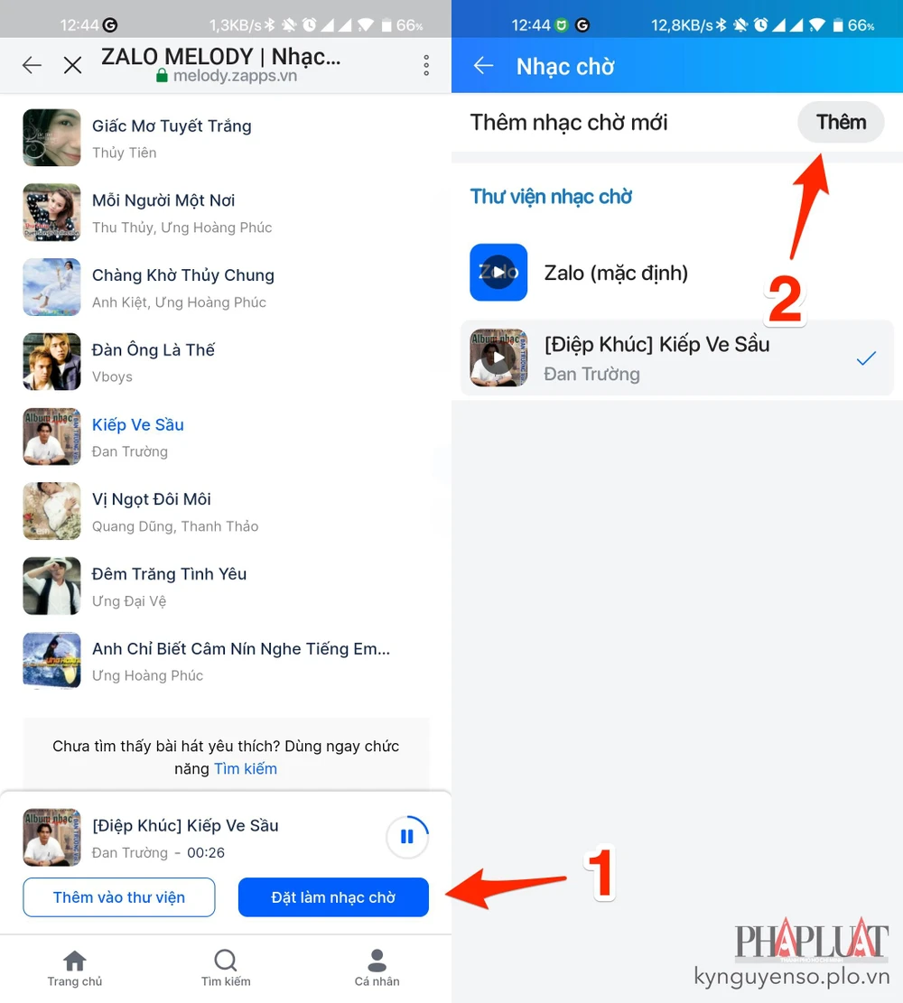 Đặt một bài hát làm nhạc chờ Zalo. Ảnh: MINH HOÀNG