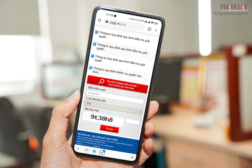 Cách tra cứu phạt nguội trên website của Cục CSGT. Ảnh: MINH HOÀNG