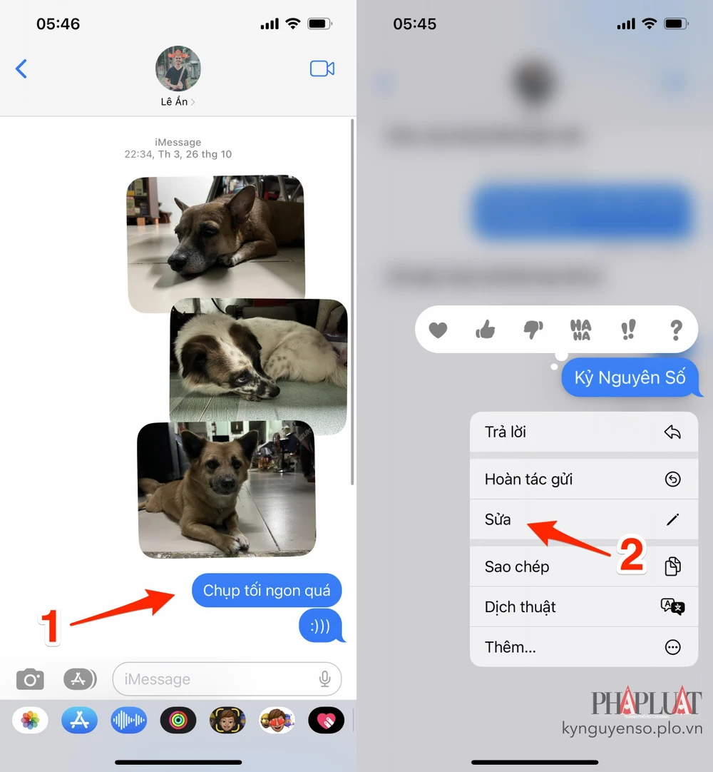 cach-thu-hoi-va-chinh-sua-tin-nhan-da-gui Cách thu hồi hoặc chỉnh sửa tin nhắn đã gửi trên iPhone. Ảnh: MINH HOÀNG