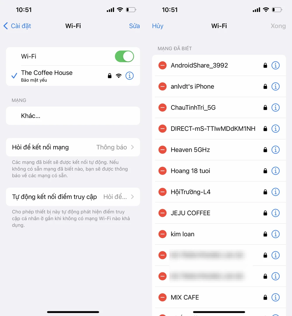 Xem lại toàn bộ các mạng WiFi mà bạn đã từng kết nối trước đó. Ảnh: MINH HOÀNG