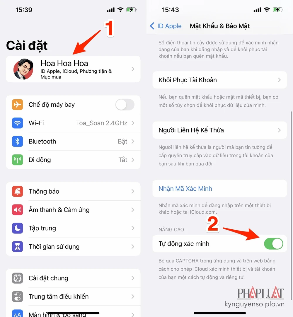 Cách kích hoạt tính năng tự động xác minh trên iPhone. Ảnh: TIỂU MINH