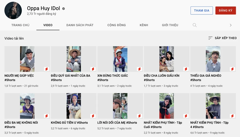 Kênh YouTube Oppa Huy idol thu hút hơn 2,7 triệu người đăng kí. Ảnh: TIỂU MINH