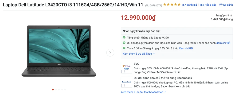 laptop-dell Laptop Dell vốn nổi tiếng với việc bền bỉ và giá phù hợp. Ảnh: TIỂU MINH
