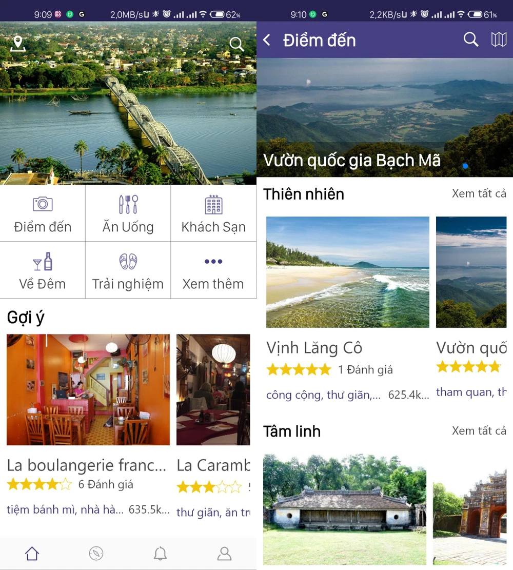 Ứng dụng cung cấp thông tin về các địa điểm du lịch tại Huế. Ảnh: MINH HOÀNG