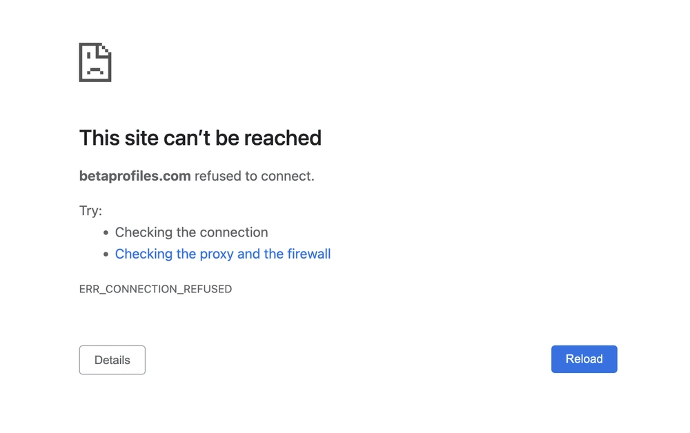 Trang BetaProfiles hiện tại đã không thể truy cập. Ảnh: TIỂU MINH