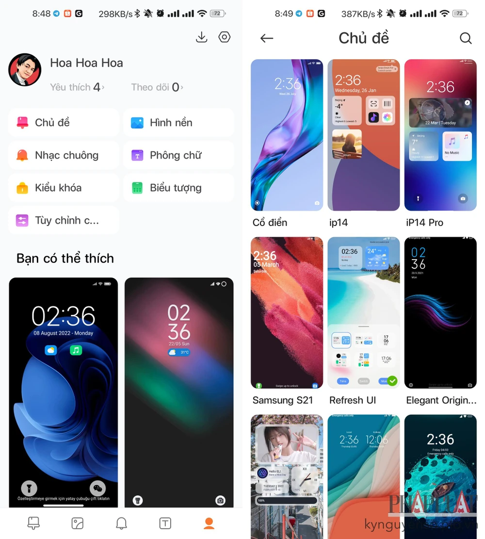 Cập nhật ứng dụng Themes (chủ đề) lên phiên bản mới nhất. Ảnh: TIỂU MINH