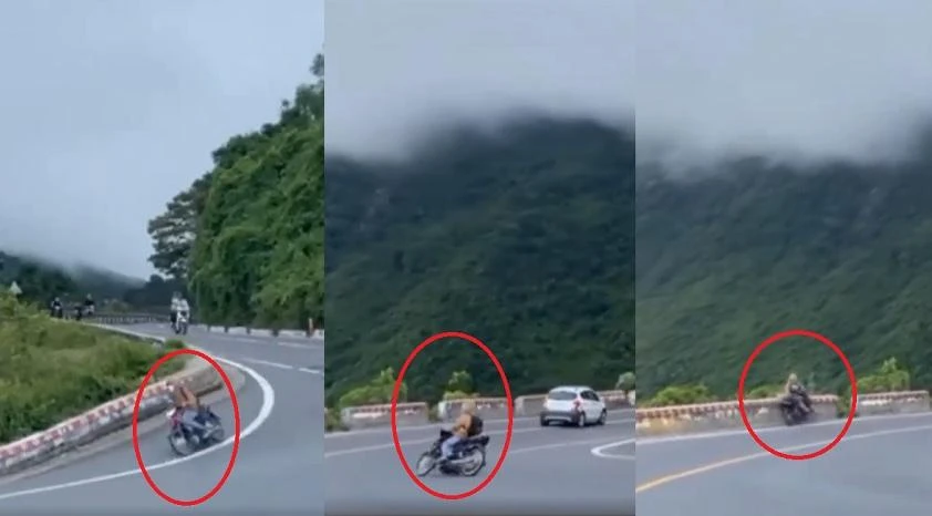 Việc sử dụng phanh và tốc độ không phù hợp khi vào cua dốc có thể khiến bạn gặp tai nạn. Ảnh cắt từ clip