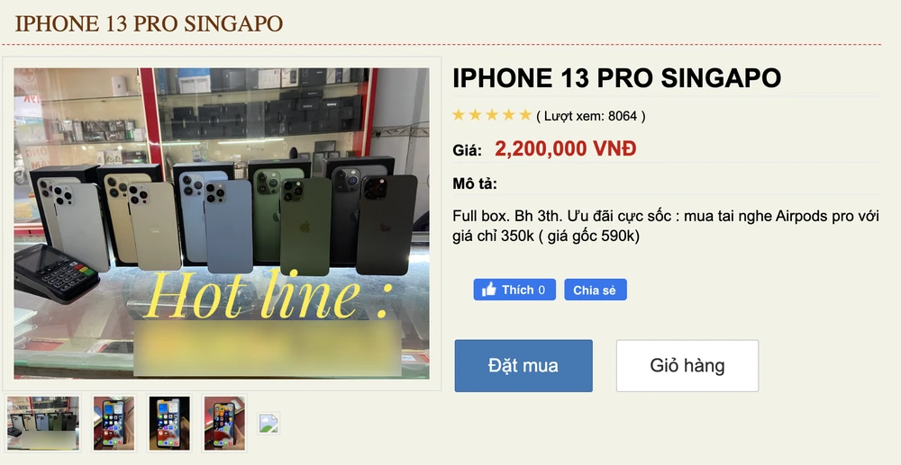 iPhone 13 nhái được bán tràn lan tại Việt Nam. Ảnh: TIỂU MINH
