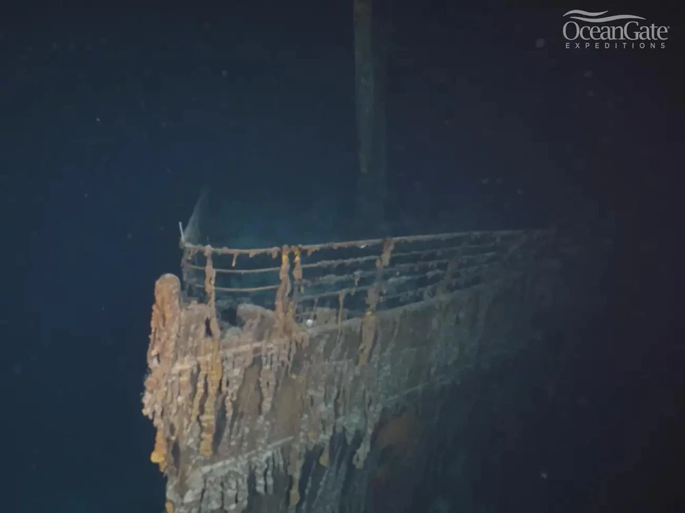 Mũi tàu Titanic được quay bởi nhóm thám hiểm. Ảnh: OceanGate Expeditions