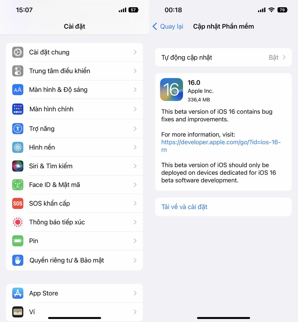 Cập nhật iOS lên phiên bản mới nhất. Ảnh: TIỂU MINH