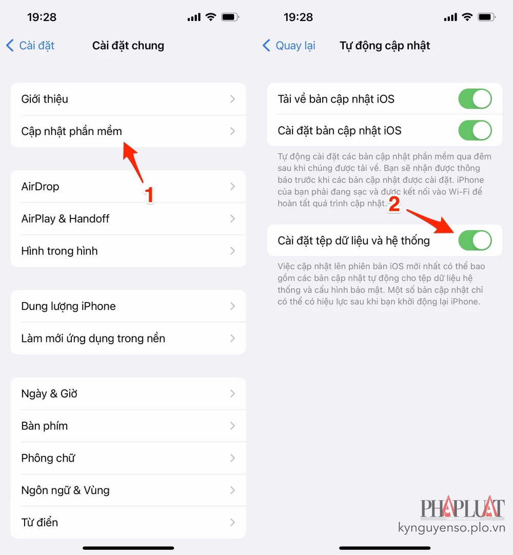 Kích hoạt tính năng Rapid Security Response trên iPhone. Ảnh: TIỂU MINH
