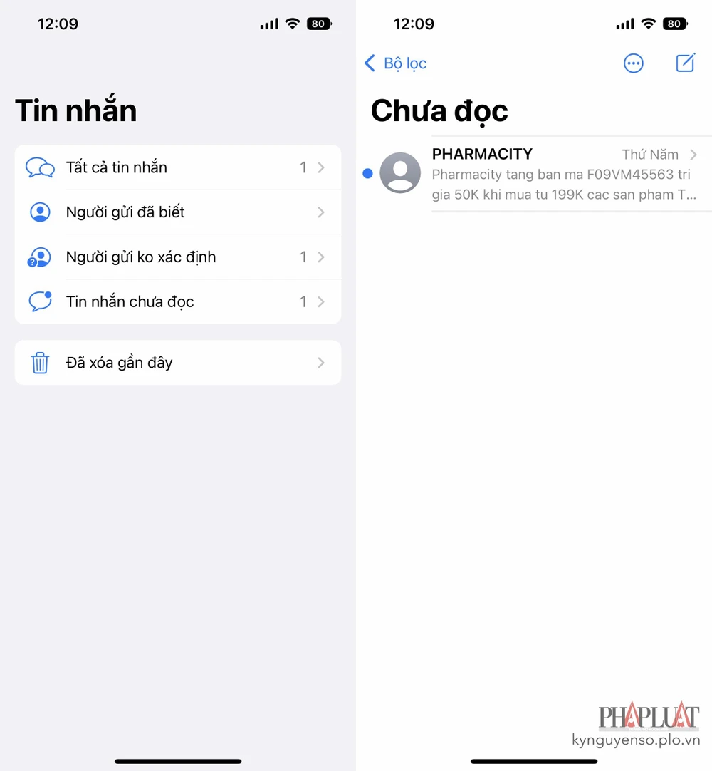 Xem nhanh các tin nhắn chưa đọc. Ảnh: MINH HOÀNG