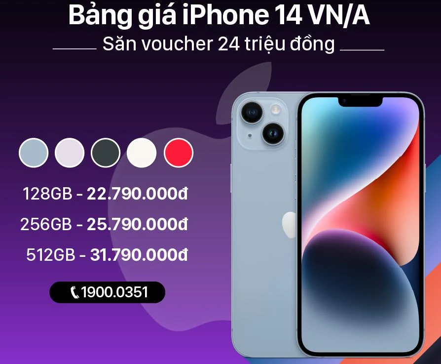 Bảng giá iPhone 14 series dự kiến tại 24hStore.