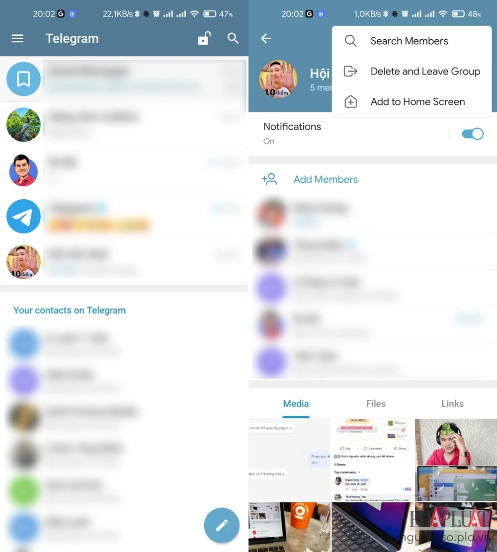 Cách rời khỏi các nhóm tin nhắn làm phiền trên Telegram. Ảnh: MINH HOÀNG