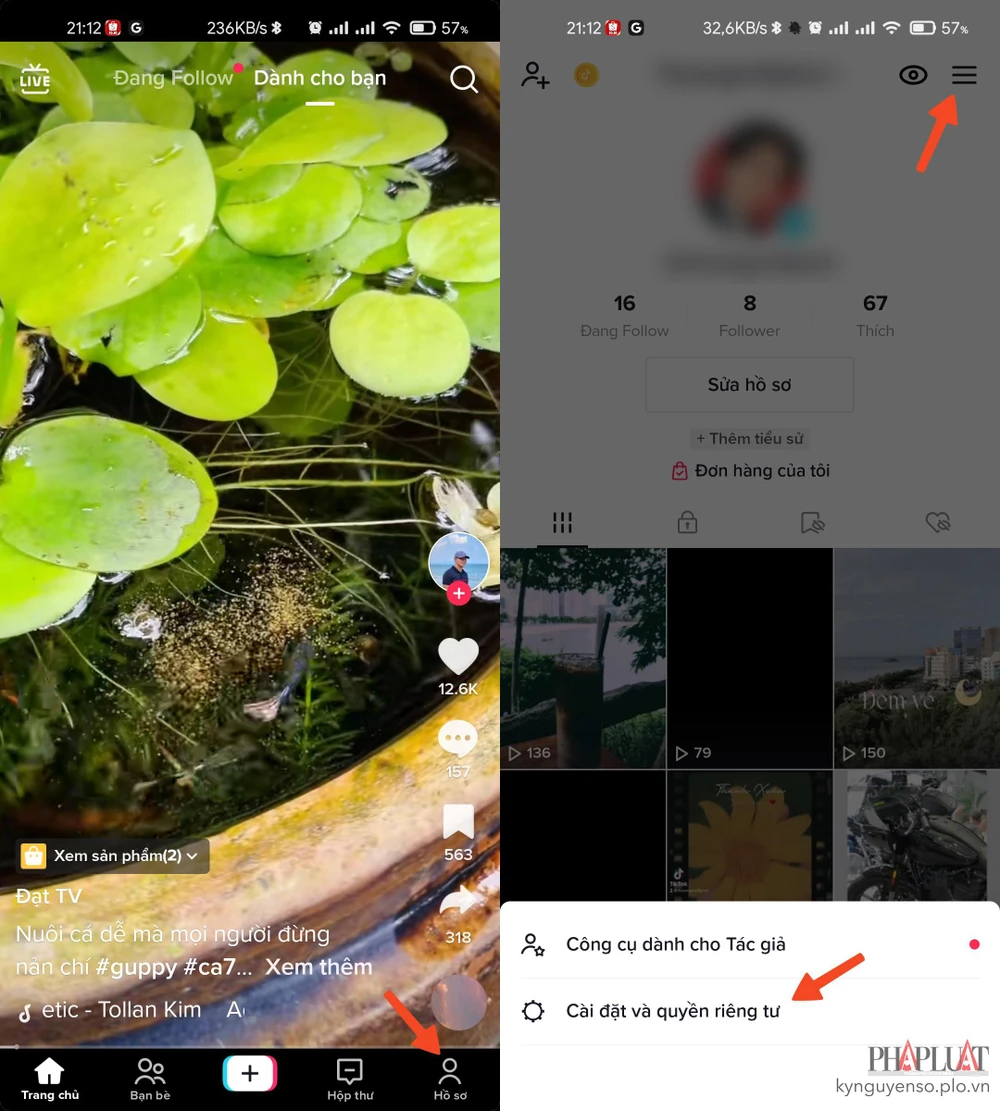 Truy cập vào phần Cài đặt và quyền riêng tư trên TikTok. Ảnh: MINH HOÀNG