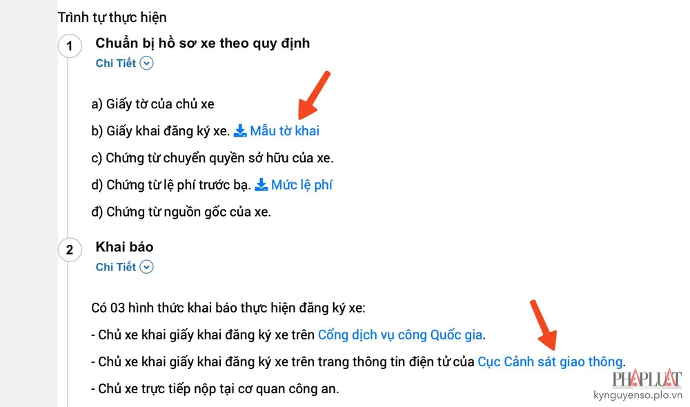 Lựa chọn hình thức đăng ký xe trực tuyến. Ảnh: MINH HOÀNG
