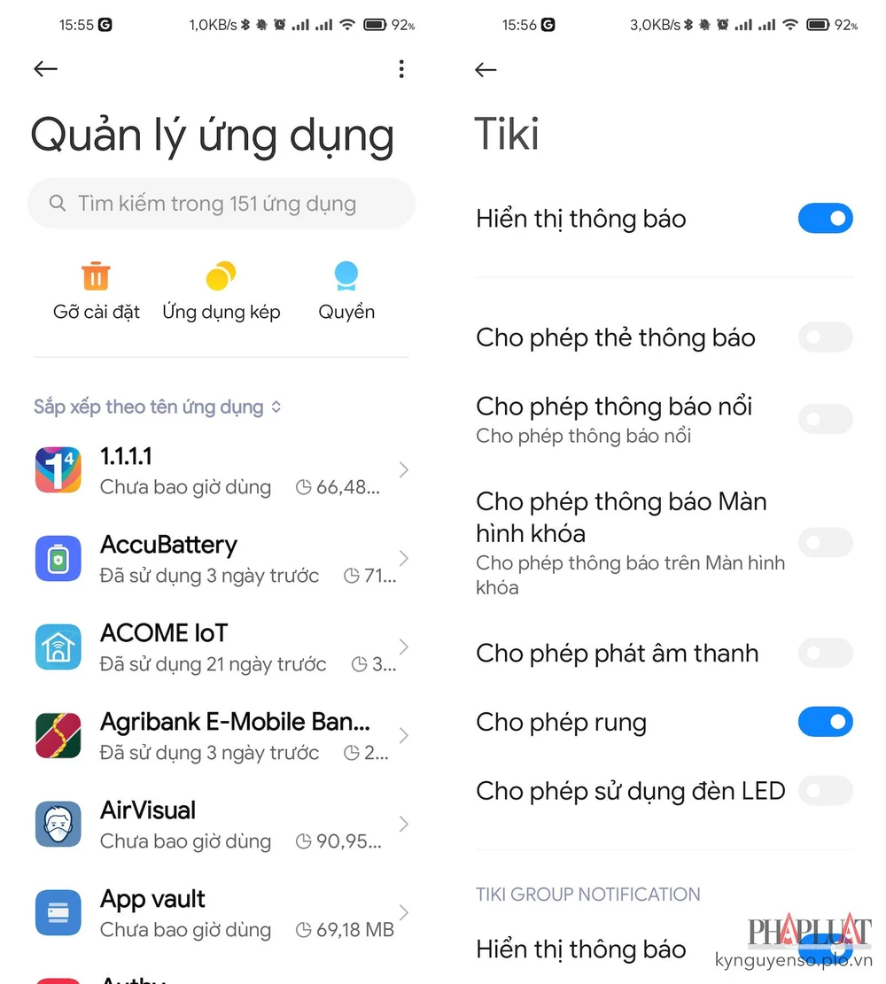 Tắt bớt thông báo của các ứng dụng không cần thiết. Ảnh: MINH HOÀNG