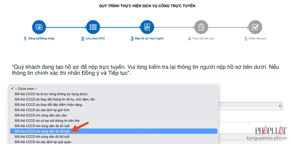 chon-ly-do-doi-cccd Chọn lý do đổi lại CCCD gắn chip. Ảnh: MINH HOÀNG