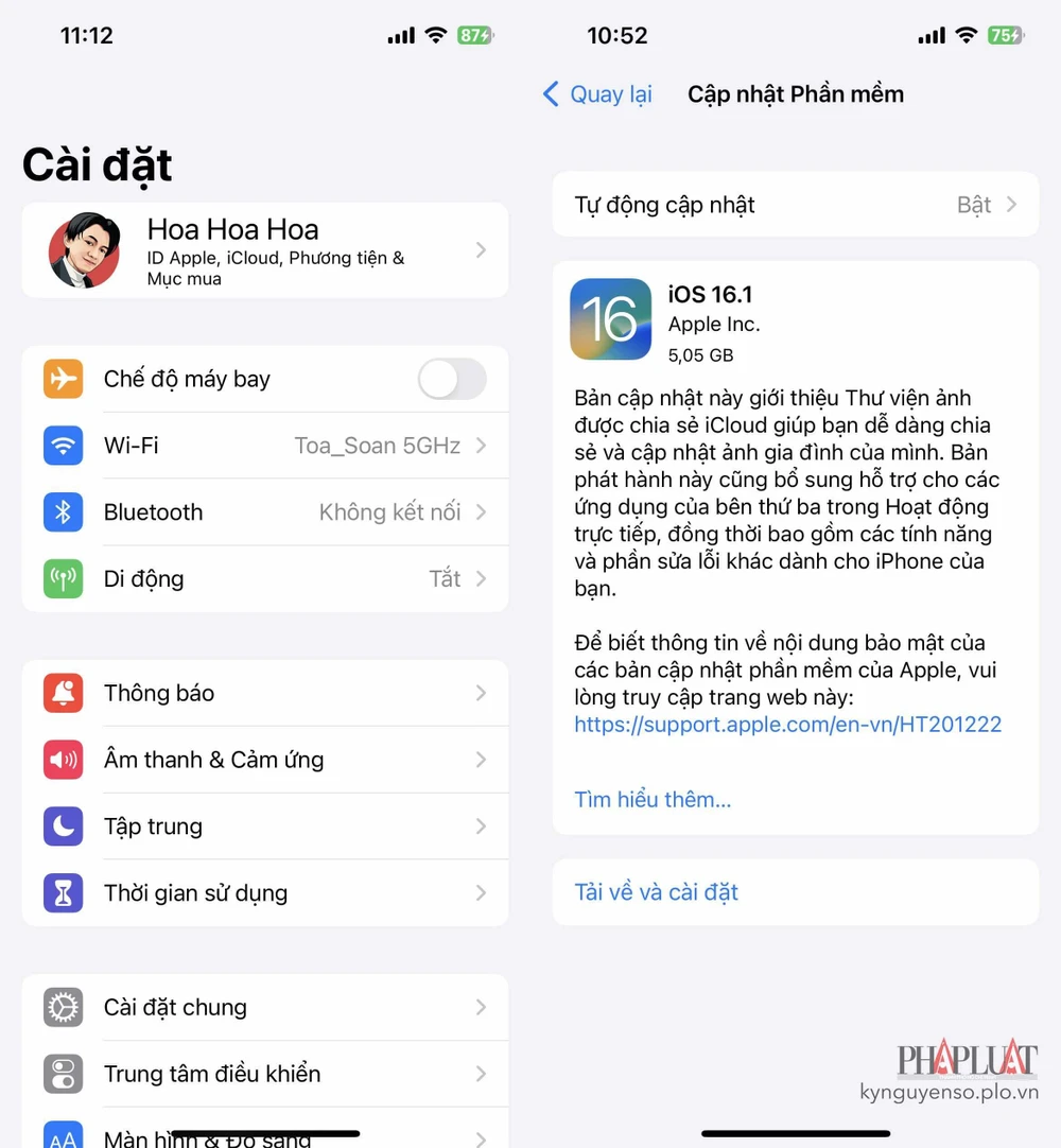 Cập nhật iOS lên phiên bản mới nhất. Ảnh: MINH HOÀNG