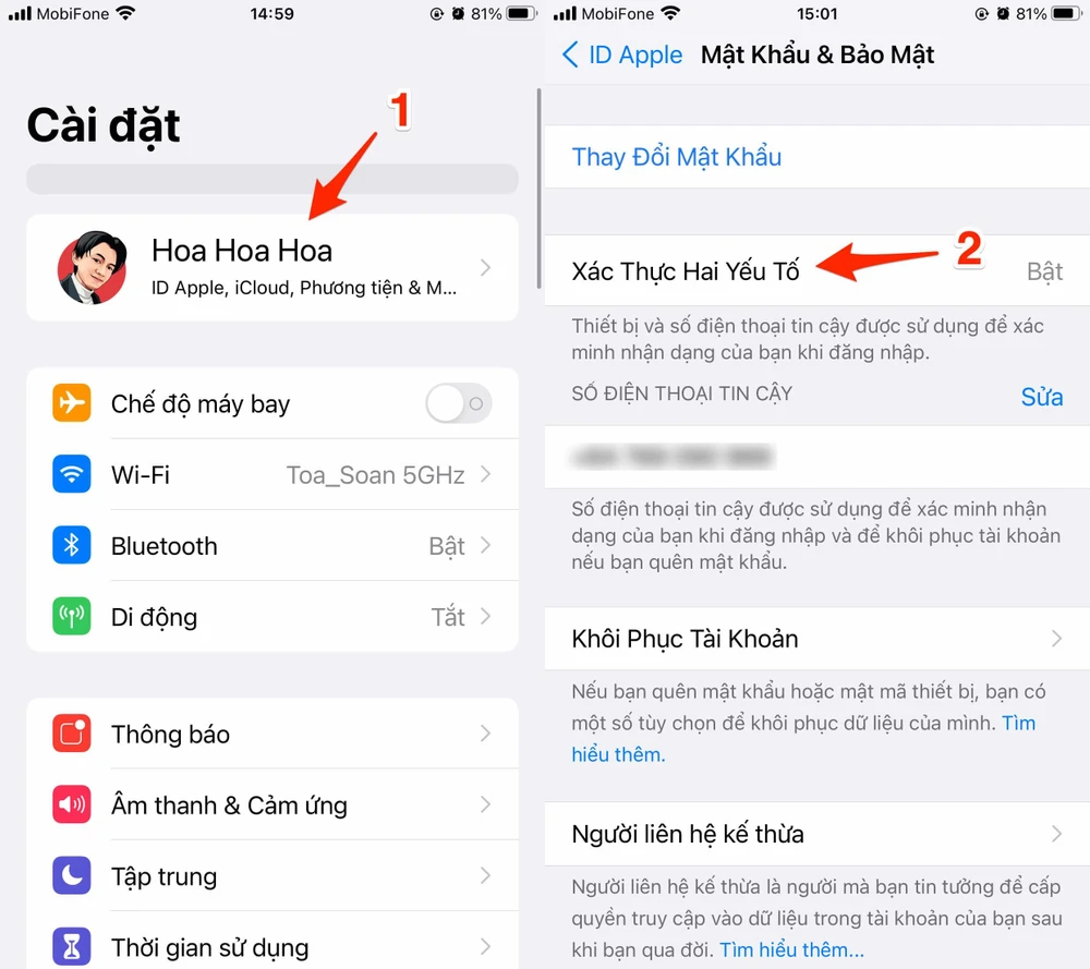 Bật tính năng xác thực hai yếu tố cho các tài khoản quan trọng. Ảnh: TIỂU MINH