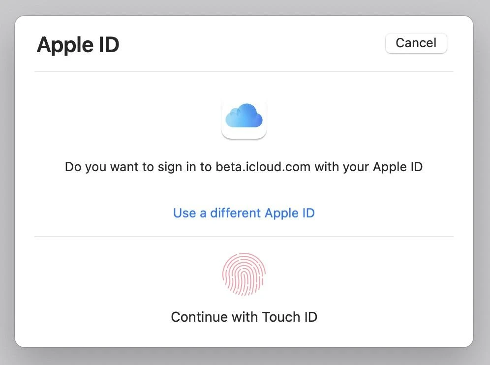 Đăng nhập iCloud bằng vân tay. Ảnh: TIỂU MINH