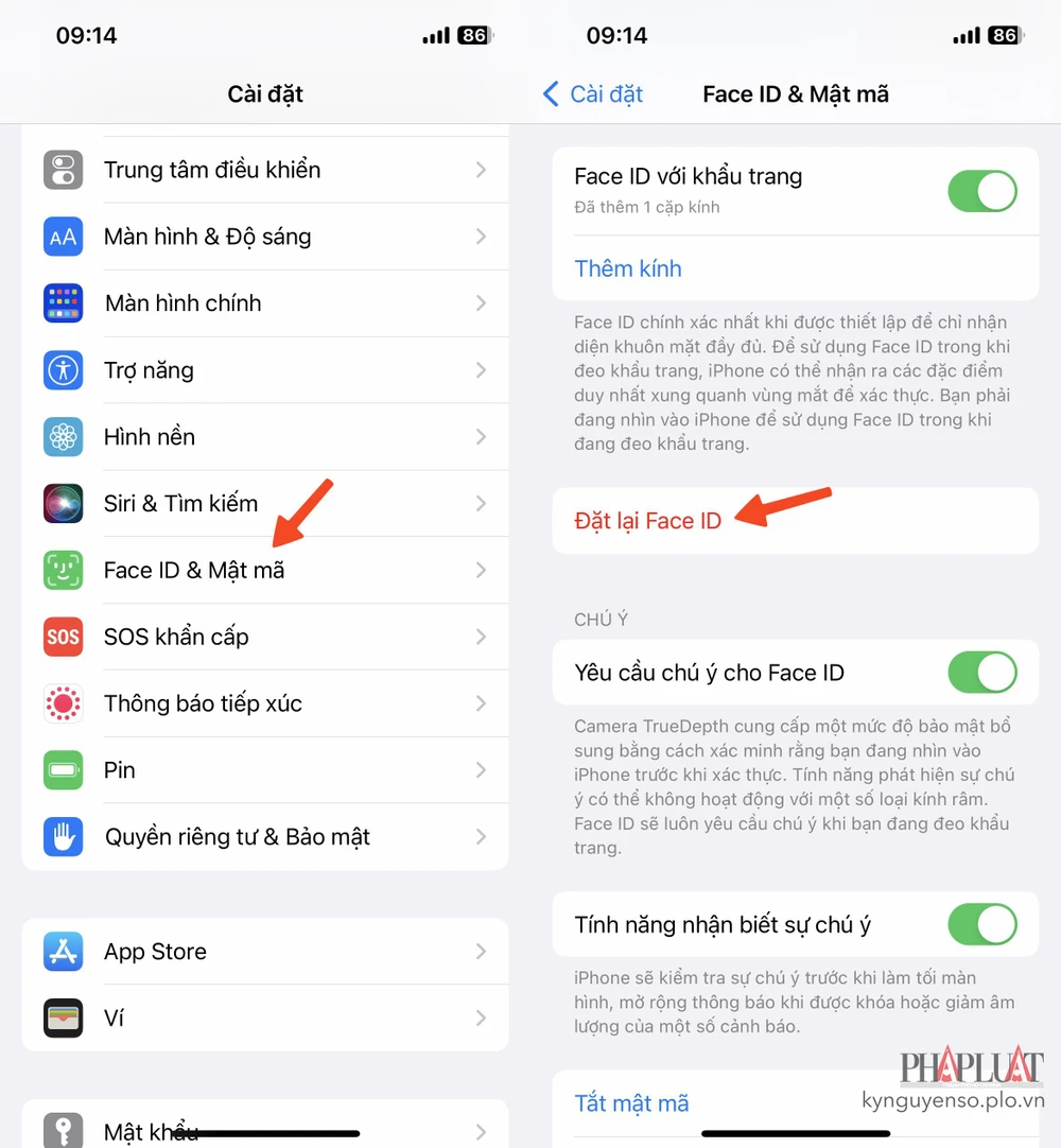 Đặt lại Face ID trên iPhone. Ảnh: MINH HOÀNG