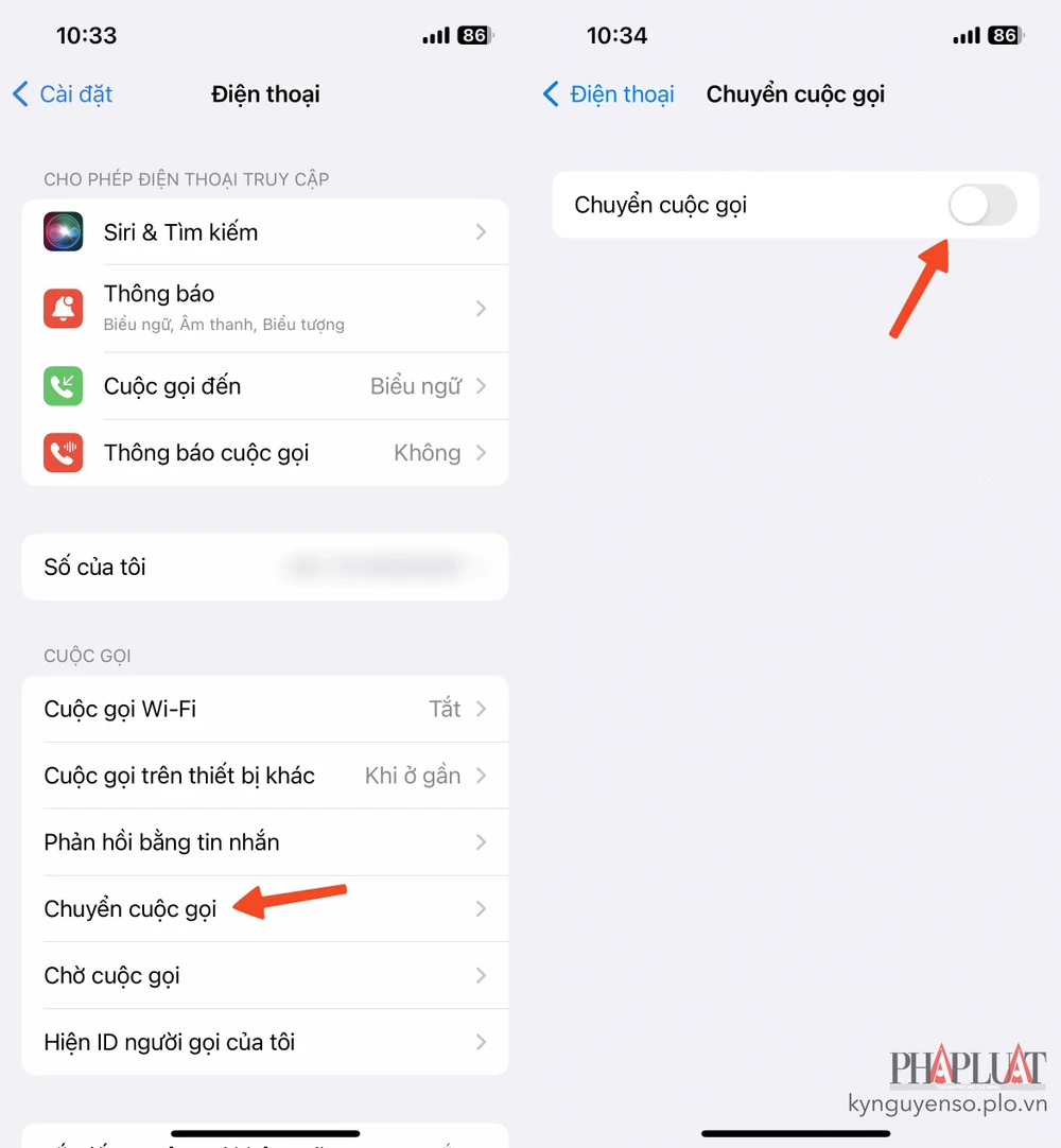 Cách tắt tính năng chuyển cuộc gọi trên iPhone. Ảnh: MINH HOÀNG