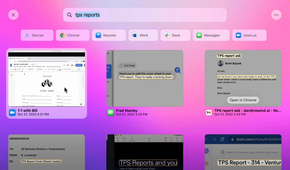 Tìm kiếm nhanh các nội dung trong quá khứ bằng Rewind. Ảnh chụp màn hình 