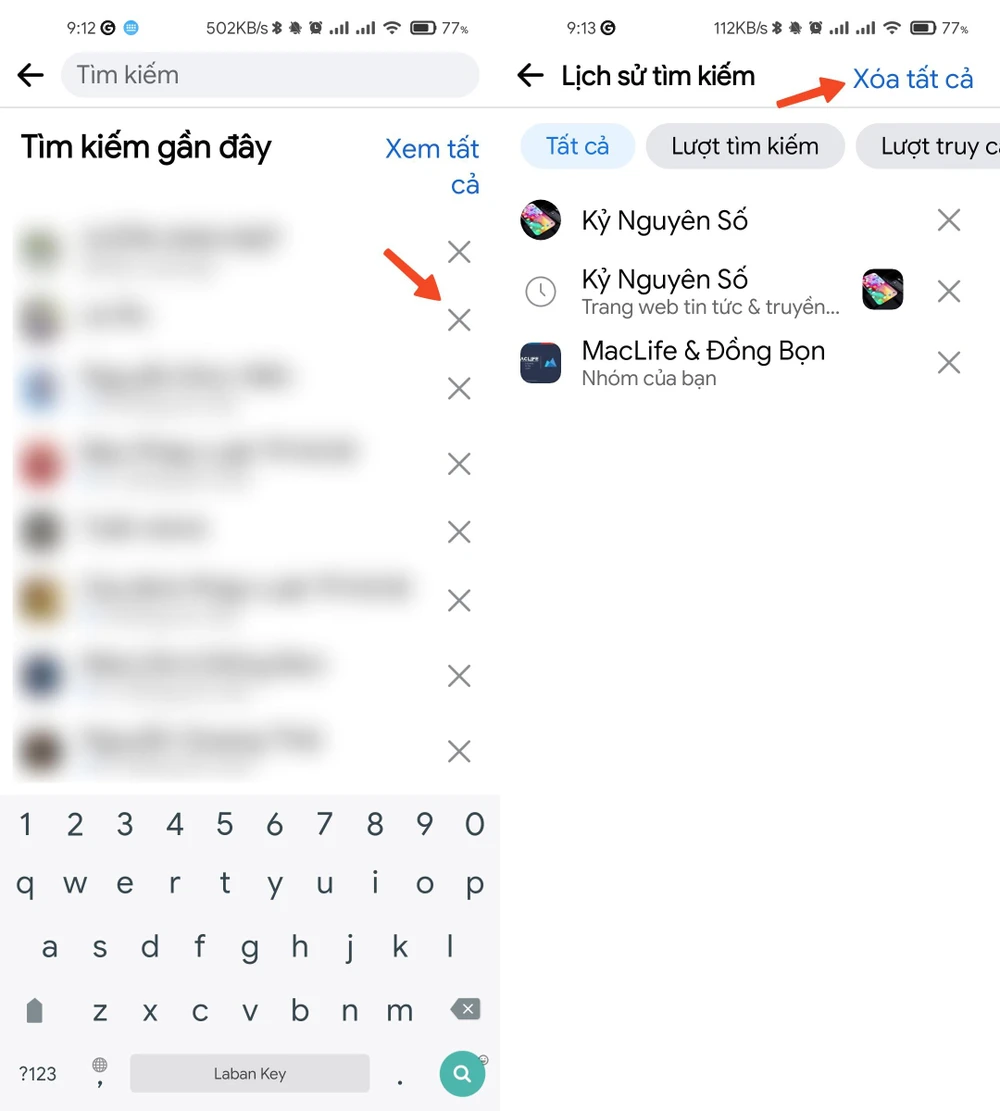 xoa-lich-su-tim-kiem-facebook-bang-dien-thoai Xóa tất cả lịch sử tìm kiếm trên Facebook bằng điện thoại. Ảnh: MINH HOÀNG