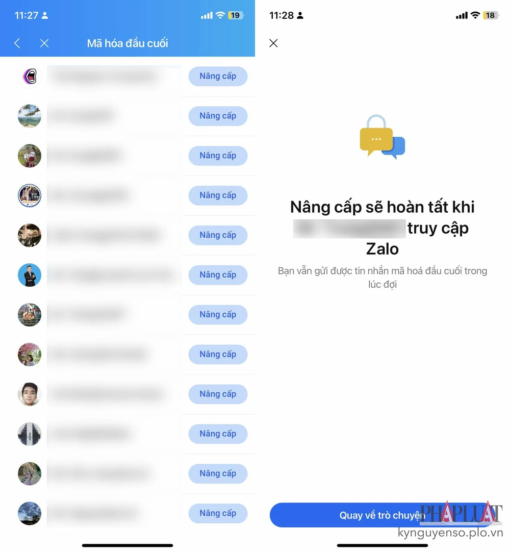Chọn cuộc trò chuyện Zalo cần nâng cấp mã hóa đầu cuối. Ảnh: MINH HOÀNG