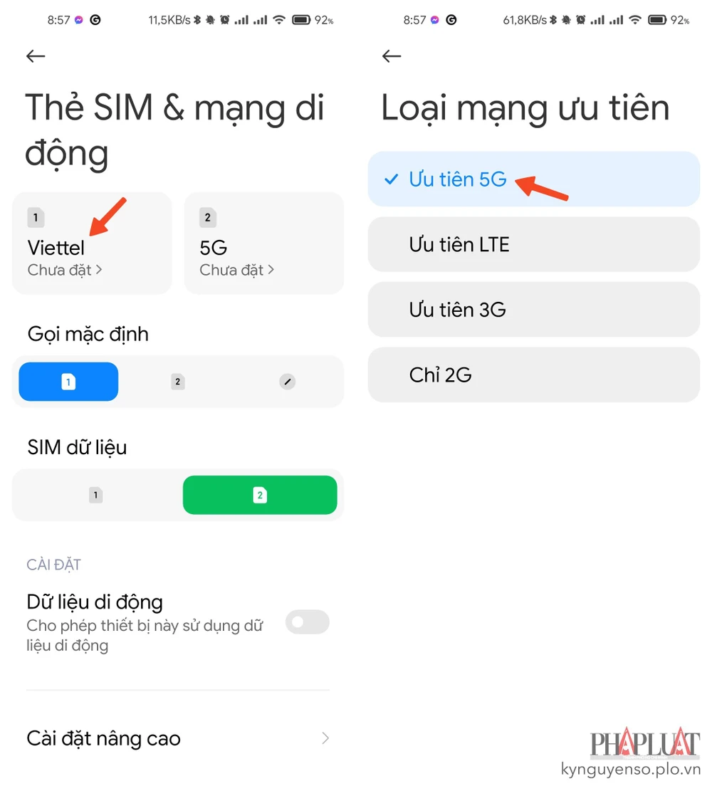 bat-4g-tren-android Bật kết nối 4G hoặc 5G trên điện thoại Android. Ảnh: MINH HOÀNG