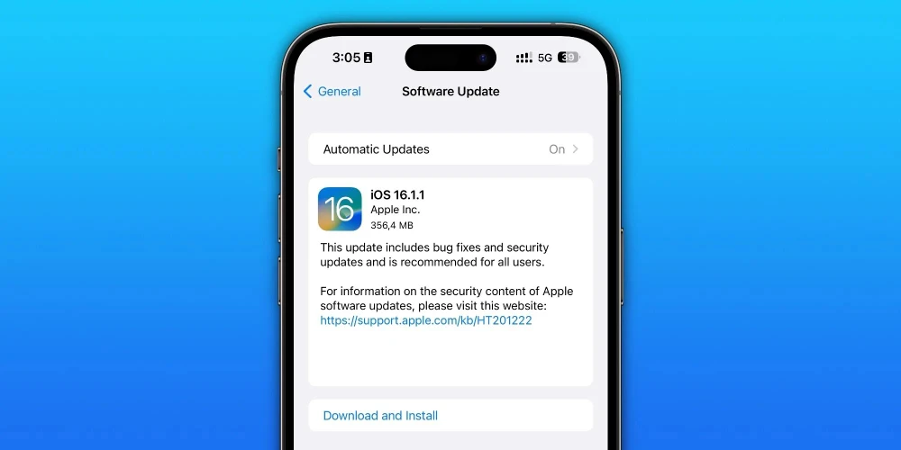 cập nhật ios 16.1.1