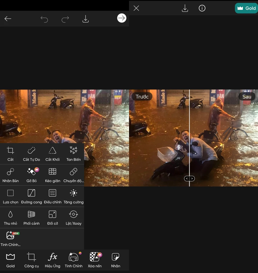 Cách làm nét ảnh bằng công cụ AI Enhance trên PicsArt. Ảnh: MINH HOÀNG