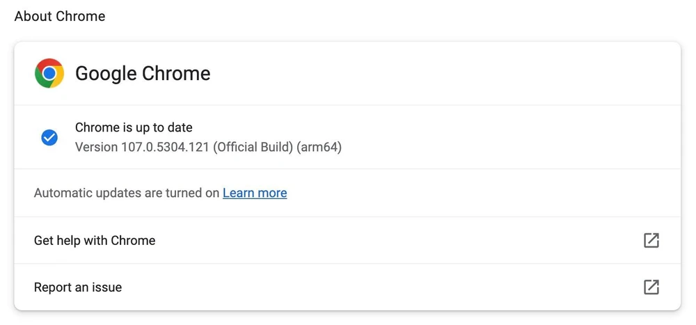 cập nhật trình duyệt chrome
