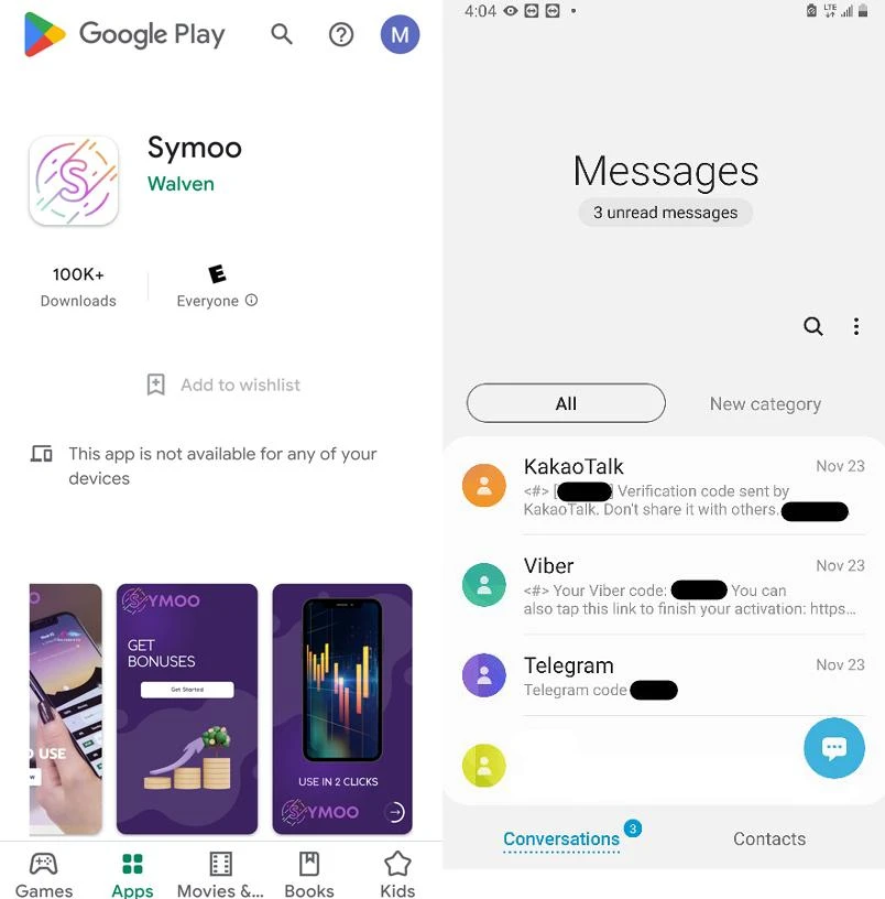 Symoo âm thầm tạo tài khoản và đánh cắp OTP. Ảnh: Maxime Ingrao