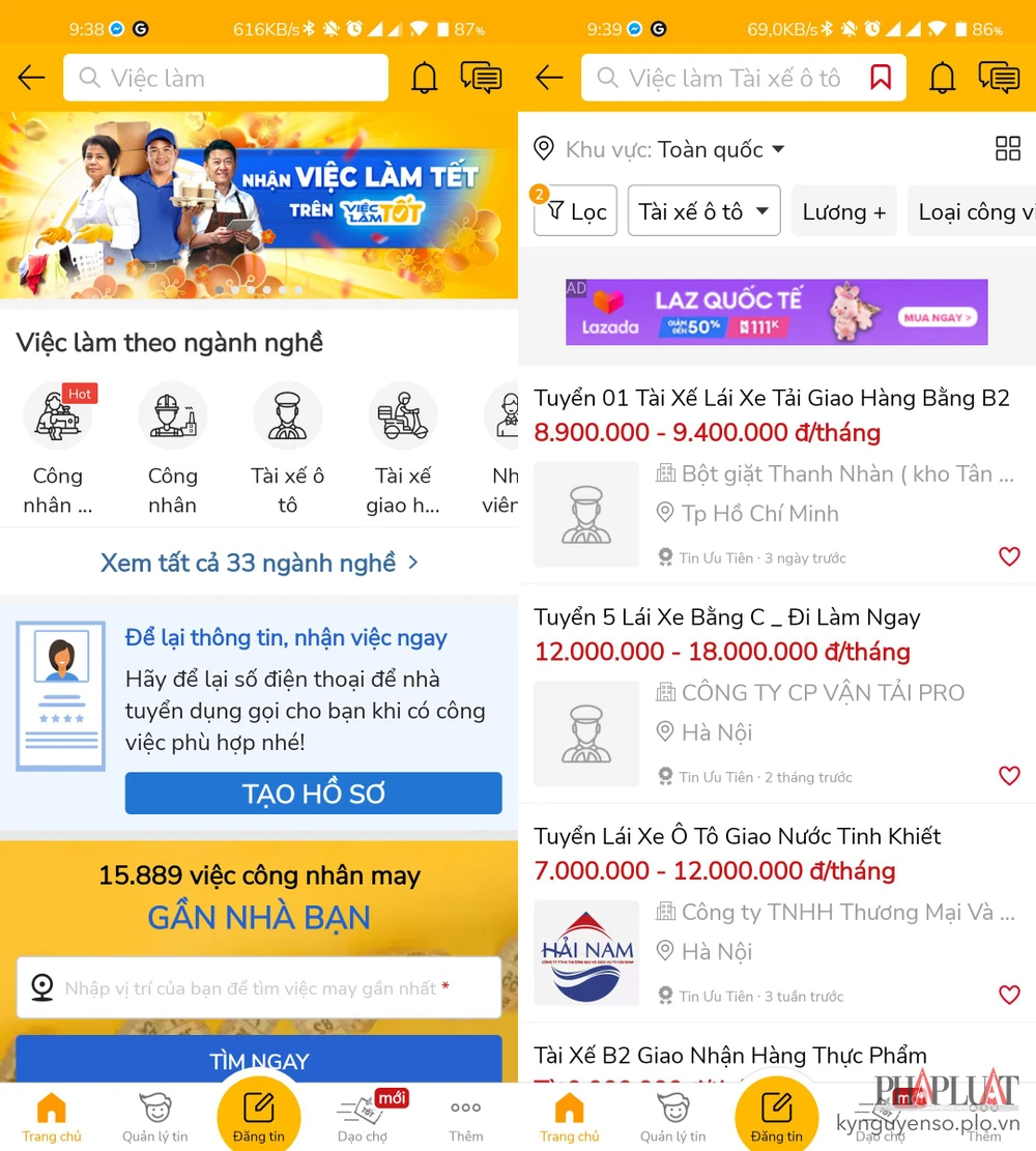 Lựa chọn công việc phù hợp và liên hệ với đơn vị tuyển dụng chỉ với vài thao tác đơn giản. Ảnh: MINH HOÀNG